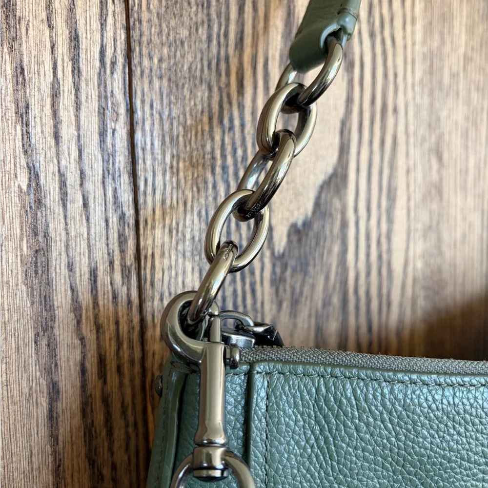 💚Coach💚 Army Green Leather Hobo Shoulder Bag - Picture 4 of 14